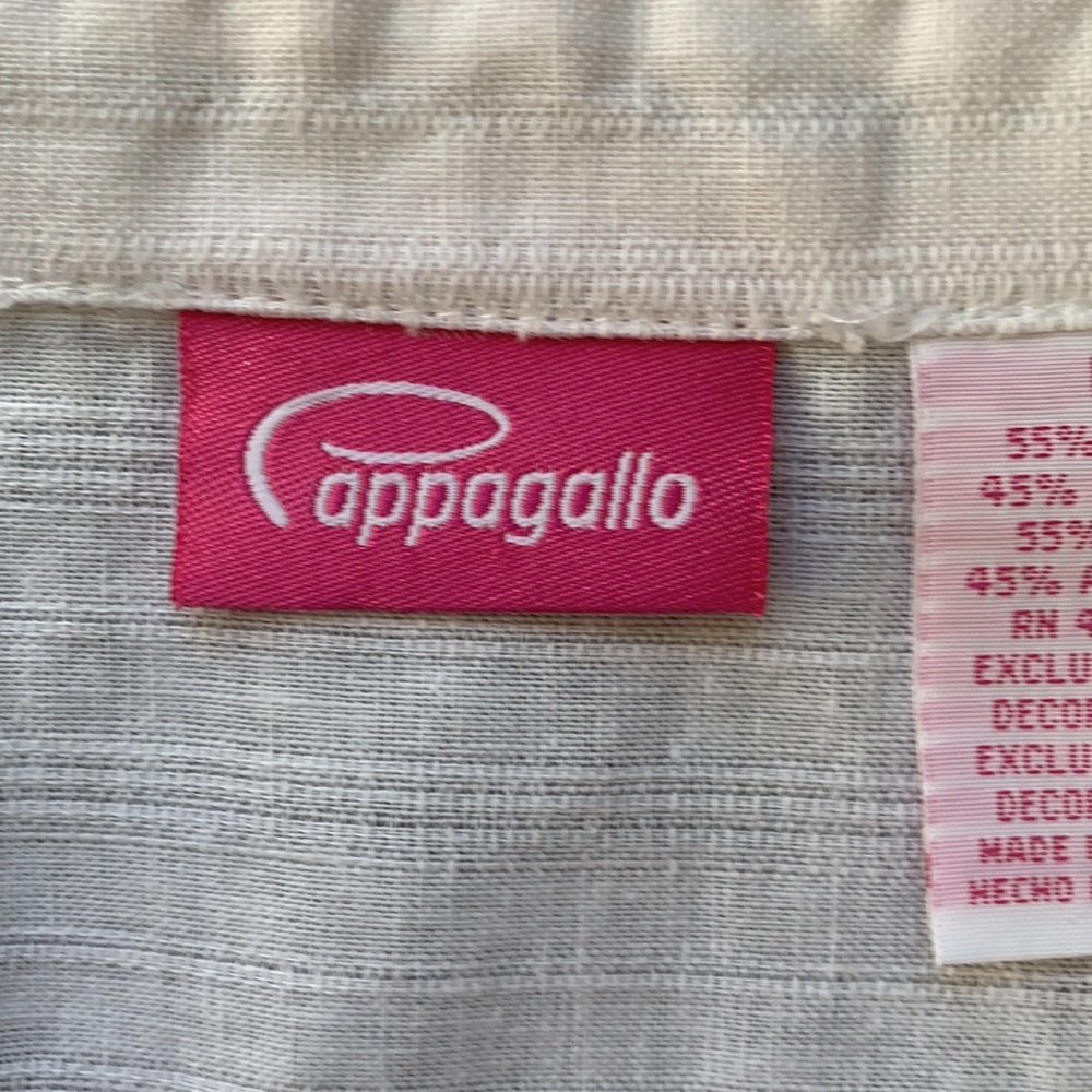Pappagallo Embroidered White Linen Blend 3/4 Sleeve Blouse EUC Like New - Picture 4 of 9